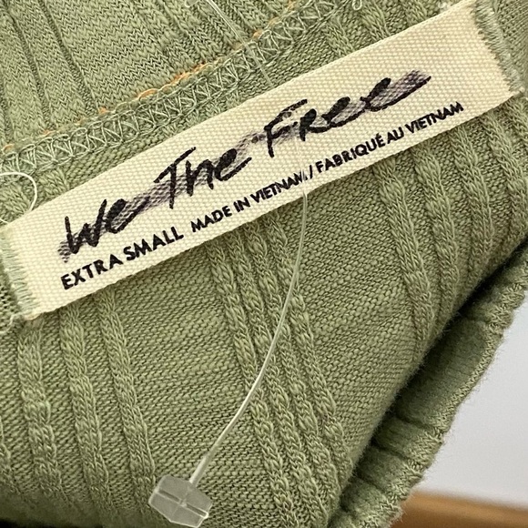 We The Free by Free People Marley Ribbed Mock-Neck Tank Top Green Orange - Picture 4 of 6